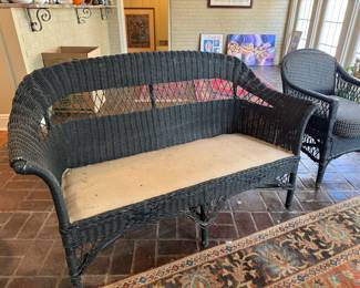 #28 Antique wicker sette 58"L $75.00