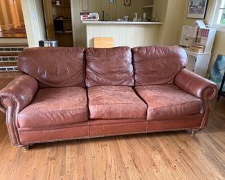 #18 Bradington Young leather sofa 84"L $100.00