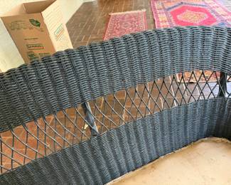 #28 Antique wicker sette 58"L $75.00