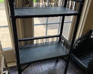 #25 Antique wicker shelf 24x12x36 $45.00