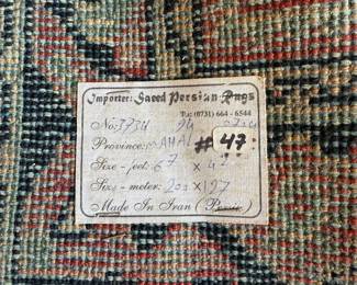 #15 Antique Saeed Persian rug 67x42 $600.00