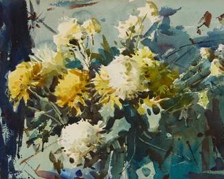 1035
Sergei Bongart
1918-1985
Floral still life
Watercolor on paper
Appears unsigned; numbered in ink on the frame's verso, possibly in another hand: #48
Sight: 21" H x 29.5" W
Estimate: $300 - $500