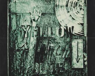 1365
After Jasper Johns
b. 1930
Poster/mailer for "Jasper Johns: Castelli Graphics Exhibition January 19-February 9, 1980"
Offset lithograph on poster paper
From the edition of unknown size
Unsigned
Sight: 20.5" H x 14.5" W
Estimate: $200 - $300