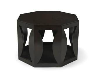 1125
Early 21st century
A Modern octagonal side table
The painted wood table, each side with an hourglass-form opening
22.25" H x 34.5" W x 31.75" D
Estimate: $400 - $600