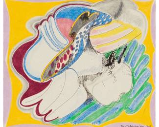 1284
Masami Teraoka
b. 1936
Abstract, 1966
Colored pencil, crayon, and ink on paper
Signed and dated in ink lower right: M. Teraoka '66
Image/Sheet: 8.625" H x 9.75" W
Estimate: $800 - $1,200