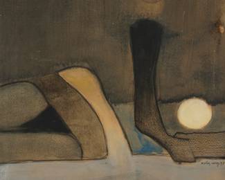 1219
Sigismund Kolos-Vary
1899-1983
Untiled (Grey), 1973
Watercolor, gouache, and graphite on paperboard
Signed and dated in the lower portion of the right edge: Kolos-Vary 1973
Sight: 21.75" H x 15.75" W
Estimate: $600 - $800