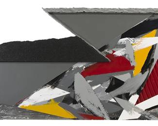 1230
1983
A Contemporary mixed-media wall sculpture
With engraved signature and date to verso: Leonard S [illegible] / 3/83
The steel, enamel, and marble wall sculpture with polychromed action paint strokes
30" H x 61" W x 2.5" D (irreg.)
Estimate: $400 - $600