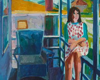 1140
Milton Komisar
b. 1935
"Millie"
Oil on canvas
Signed on the upper portion of the stretcher: Milton Komisar; titled verso
73.25" H x 55.25" W
Estimate: $7,000 - $9,000