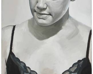 1144
Stephen Wright
b. 1962
"Negligee"
Oil on canvas
Initialed lower right: S.W.; titled by repute
48" H x 24" W
Estimate: $1,500 - $2,500