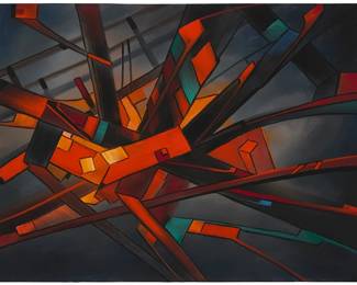 1227
Heinie Hartwig
b. 1937
"Abstract #262"
Oil on Masonite
Signed and titled verso: Heinie Hartwig
30" H x 40" W (or reverse)
Estimate: $500 - $700