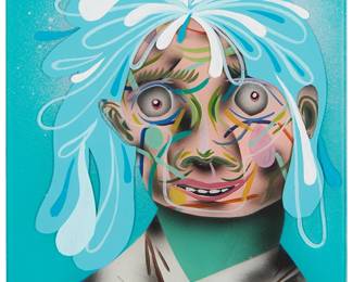1328
Clayton Brothers (Rob Clayton (b. 1963) and Christian Clayton (b. 1967))
"Forget Yourself," 2015
Acrylic and mixed media on panel
Signed by both artists, titled, and dated, all verso: Clayton Brothers / C. Clayton / R. Clayton / 2015
8" H x 6" W
Estimate: $300 - $500
