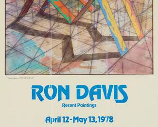 1364
After Ronald Davis
b. 1937
An exhibition poster for "Ron Davis: Recent Paintings, April 12-May 13, 1978, at the John Berggruen Gallery, San Francisco"
Offset lithograph in colors on poster paper
From the edition of unknown size
Appears unsigned
Sight: 26.5" H x 22" W
Estimate: $200 - $300