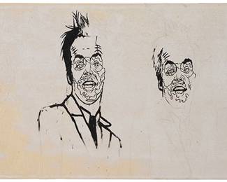 1281
Alec Monopoly
b. 1986
Jack Nicholson study
Acrylic and graphite on canvas
Unsigned
42" H x 96" W
Estimate: $800 - $1,200