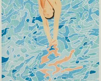 1069
David Hockney
b.1937
Poster for the Munich Olympics, 1972
Lithograph in colors on wove paper
Edition: 63/200 (there was also an unsigned edition of 3000)
Signed, dated, and numbered in pencil in the lower margin: David Hockney 70; Matthieu AG, Zurich, prntr.; Editions Olympia, Munich, pub.
Image: 34.5" H x 25.5" W; Sheet: 37.875" H x 27.5" W;
Estimate: $2,000 - $3,000