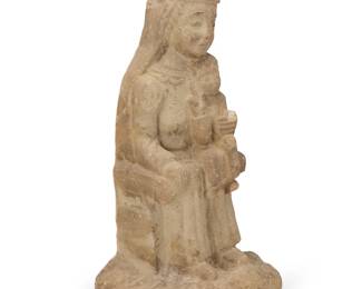 1059
20th century or earlier
A Gothic-style carved sandstone Madonna and Child figure
The Mother Mary depicted seated with the Christ child on her knee
10.5" H x 5.25" W x 4.375" D
Estimate: $300 - $500
