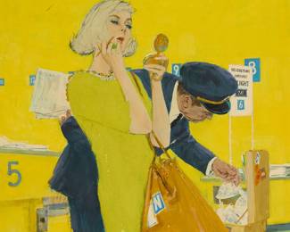 1104
Coby Whitmore
1913-1988
Touch-up at customs
Gouache and traces of graphite on board
Signed lower right: Coby Whitmore
27.75" H x 20" W
Estimate: $400 - $600