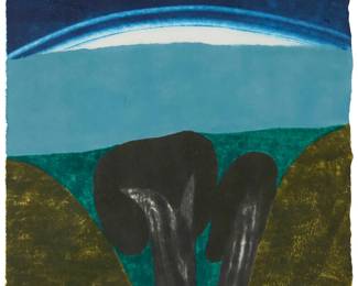 1067
Carol Summers
1925-2016
Untitled, from the "Arroyo Series," circa 1986
Woodcut in colors on wove paper
From the Arroyo Edition of 120 (aside from the edition of unknown size)
Signed and inscribed in pencil in the lower edge: Carol Summer / "Arroyo Edition of 120"
Image/Sheet: 14.5" H x 14.25" W
Estimate: $500 - $700