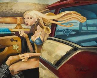 1211
Adam Strange
20th century
"Car Girl," 2010
Oil on board
Signed and dated lower right: Adam Strange / 2010; titled by repute
10" H x 13" W
Estimate: $400 - $600