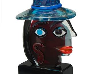 1097
Late 20th/early 21st century
A Picasso-style art glass sculpture
Unmarked
In the manner of Walter Furlan (1931-2018) and Sandro Frattini (b. 20th century), both of whom constructed series titled "Omaggio a Picasso"
9.75" H x 6.5" W x 6.25" D
Estimate: $300 - $500