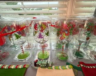 Hand Painted Christmas Wine Glasses