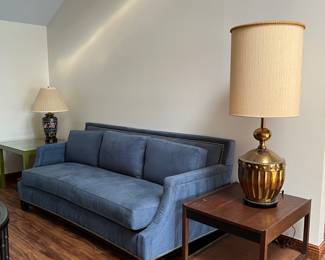 contemporary blue velvet sofa