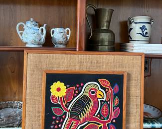 one of several framed mola textiles
