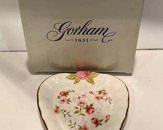 Gorham "Forever Roses" heart shaped dish