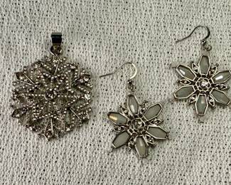 Costume snowflake pendant and earrings