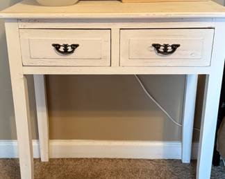 White wood accent table with 2- drawers