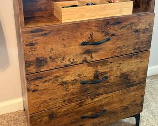 Modern MDF 3-drawer wood dresser with LED makeup mirror