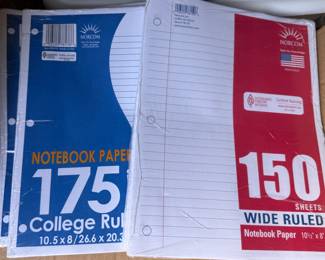 New packages of notebook paper