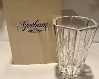 Gorham Avon lead crystal 6-sided vase