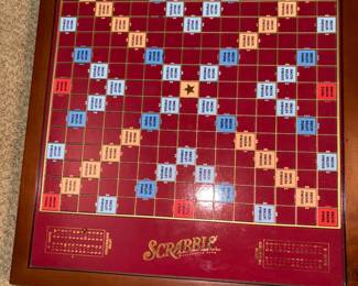 Deluxe Scrabble Game Wood Rotating Turntable Board!