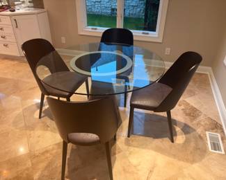 Mitchell Gold + Bob Williams “Addie” Pewter Dining Table & Arhaus Black Dining Chairs!