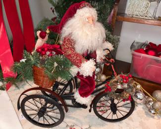 Vtg Santa Riding Bike!