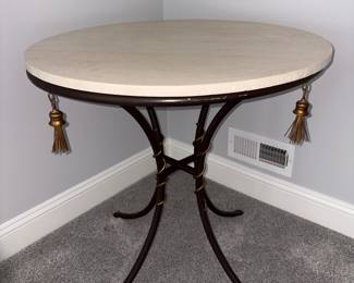 Stone Top Wrought Iron Accent Table w/Tassels!