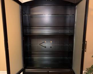 Ethan Allen Black Glass Front Armoire!