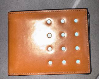 J Fold Arc Deco Perforated Leather Wallet!