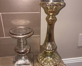 Pottery Barn Silver Mercury Glass Candle Holders (2)!