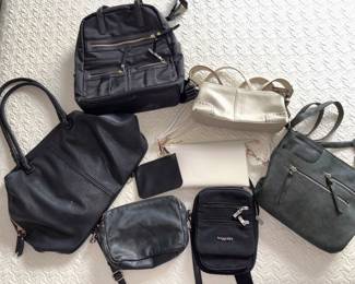 Sasha & Sofi Blk Leather Shoulder Bag, White Leather Crossbody Bag, Tutilo New York Nylon Backpack,
Baggallini Crossbody Blk Bag, Great American LeatherWorks Gray Shoulder Bag, Coach Hamilton Cream Leather Shoulder Bag No. M04S-5052,
Margot Gray Leather Purse, Minor History Leather Pouch!