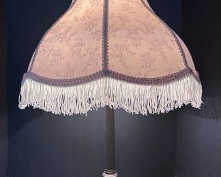 Bradley Hubbard brass table lamp with vintage ivory floral shade