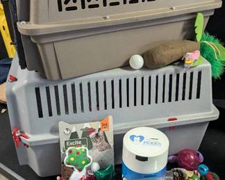Pet Carrier Supply Lot Two Carriers Extras