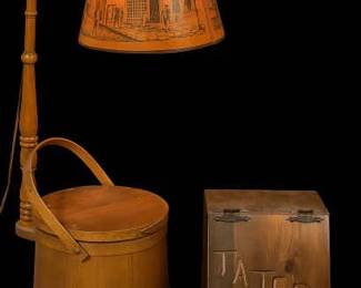 Vintage Lamp And Potato And Onion Storage Bin