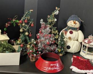 Mini Christmas Tree Snowman Decor Whimsical Holiday Display Set