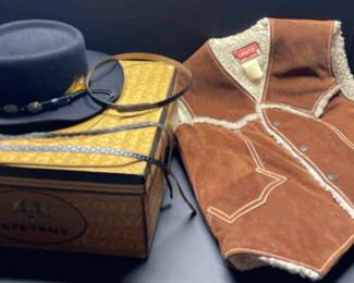 Stetson Hat Suede Shearling Levis Vest