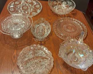 Vintage Pressed Glass Dishware Collection Bowls, Platters, Candy Dishes More
