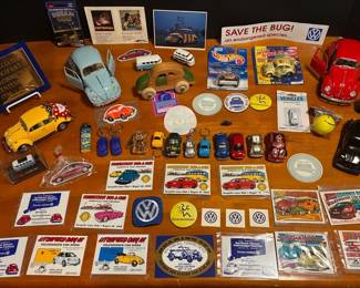Extensive Volkswagen Beetle Memorabilia Collection DieCasts, Decals, Books, and More