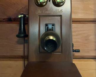 Vintage Wooden Wall Crank Telephone Antique Country Decor