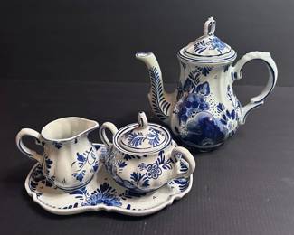 Delftsblauw HandPainted Blue and White Ceramic Tea Set 4 Piece Set