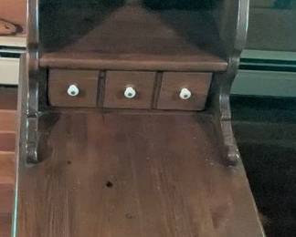 Vintage MultiLevel Wooden End Table with Storage Drawers